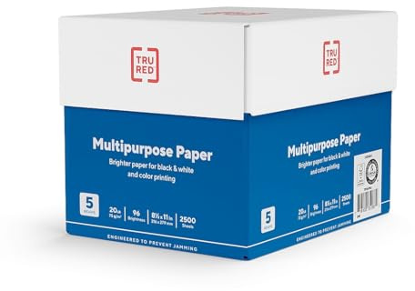 TRU RED Color Printer Paper - 8.5 x 11, 1 Carton of 5 Reams for 2,500 Total Sheets, 20 lbs