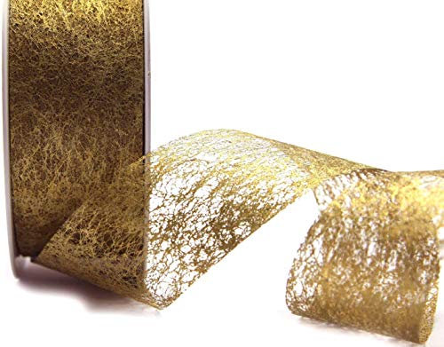 finemark 50 m x 4 сm Dekoband VLIES Gold Schleifenband Geschenkband 40 mm Deko Netzband Floristik Band Vliesband Dekovlies Tischdekoration zum Basteln Dekorieren