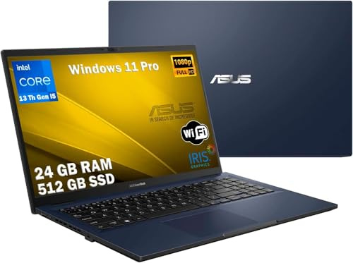 ASUS Notebook, pc portatile, Cpu Intel i5 di 13Th 10 Core, Ram 24 Gb, SSD M.2 Nvme da 512gb, 15,6 FHD, wi-fi, 4 Usb, Bt, Intel Iris xE, Windows 11 Pro, pronto All'uso