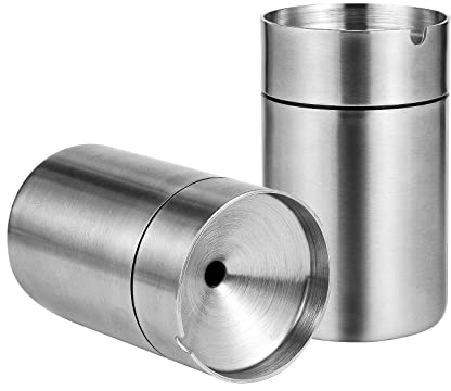 SAVITA 2 Stück Aschenbecher Winddicht Aschenbecher für Draussen Aschenbecher mit Deckel Edelstahl Aschenbecher Auto Aschenbecher Deckel Edelstahl Aschenbecher Auto Aschenbecher Automatischer Löscher