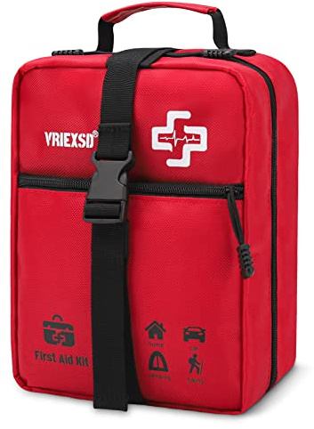 VRIEXSD 400 Piece Large First Aid Kit Premium Emergency Kits for Home, Office, Car, Outdoor, Hiking, Travel, Camping, Survival Medical First Aid Bag, Red
