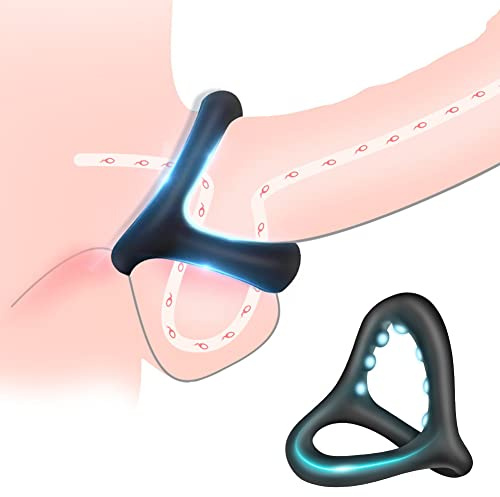 FLYTAGLE Penisring Sex Spielzeug für die Männer - Dehnbare Silikon Cockring mit Massage Perlen for Erektion, BDSM Erotisches Sexspielzeug für Paare Herren (L) Schwarz