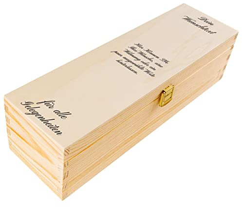 Creative Deco Personalisiert Geschenke Wunschtext Weinkiste Holzkiste | Dein Eigener Beliebig Text Individuelle Geschenk | Geschenkbox | Für Frauen, Männer und Paar | Weinbox für 1 Flasche