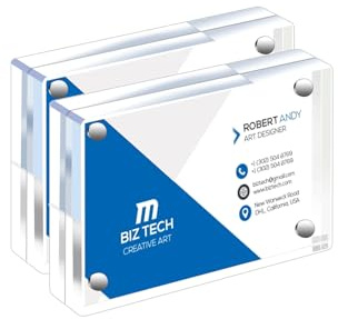 GENGENZER Mini Picture Frame 2.5x3.5 inch Clear Acrylic Magnetic Photo Business Card Frame 20mm Thick Double Sided Wallet Size Desktop Display Frames for Office Home Decor Photos Cards (2 Pcs)