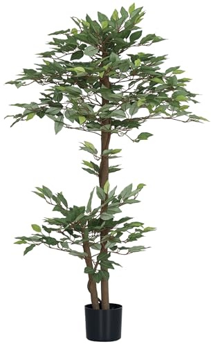 Outsunny Arbre Artificiel Ficus Hauteur 1,5 m Grand Réalisme Pot Inclus