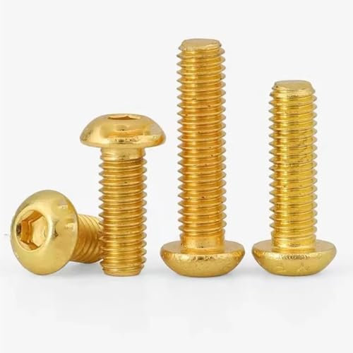 AYYSSM Tornillo Hexagonal de Cabeza semicircular Chapado en Titanio Dorado con Revestimiento de Titanio Dorado(10mm,M2 (10Pcs))