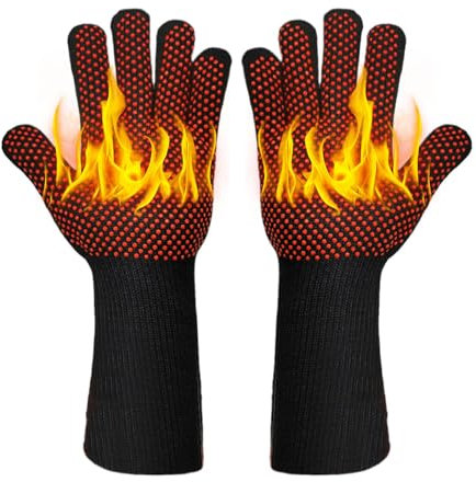Gants résistants à la Chaleur, Gants de Cuisine en Silicone résistant à la Chaleur - Gants de grillades au Poignet Extra Long,Gants de Cuisson antidérapants Gants Anti-brûlure Flexibles et