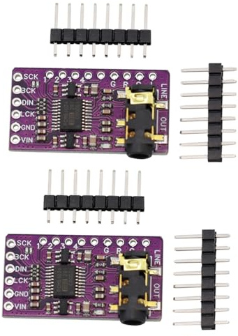 Heevhas PCM5102 Stereo-Digital-Analog-Konverter-Decoder-Board Sprachmodul I2S-Schnittstellen-Player-Board PHAT-Format mit 3,5-mm-Buchse (2 Stück)