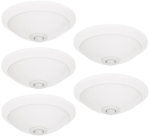 Horoz Electric Set aus 5x LED Deckenleuchte mit Bewegungsmelder 300 mm Weiß | Weiß - Sensorlampe mit 360° PIR & Dämmerungssensor - Aufputz Deckenlampe E27 IP20 Innen - Energiesparende Leuchte Horoz
