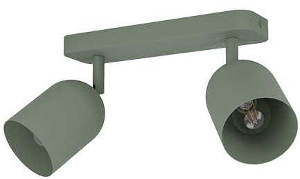 Eglo Tilston - Lampada da soffitto a 2 luci, faretto per soggiorno in acciaio di colore verde scuro, attacco E14