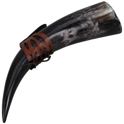DOITOOL Boccale Corno Vichingo in Materiale Robusto Grande Capacità Coppa Scandinava per Idromele e Vino Stile Medievale Autentico per Decorazioni Rustiche