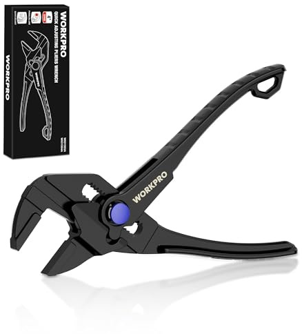WORKPRO Mini Pliers Wrench, 4-Inch Smooth Jaw Pliers, High-Toughness Alloy Steel Adjustable Wrench Pliers with Smooth Parallel Jaws, Anti-Rust Coating, EDC Pliers for Tight Spaces & Versatile Use