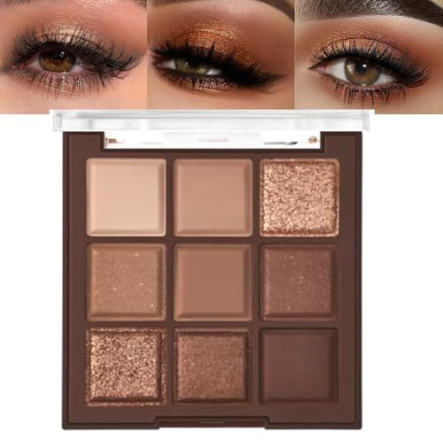 Neutral Nude Brown Smokey Eye Shadow Palette,Rose Gold Bronze Cream Eyeshadow Palette Makeup,Natural Eyeshadow for Eyes Long Lasting Naturing-Looking (Brown)