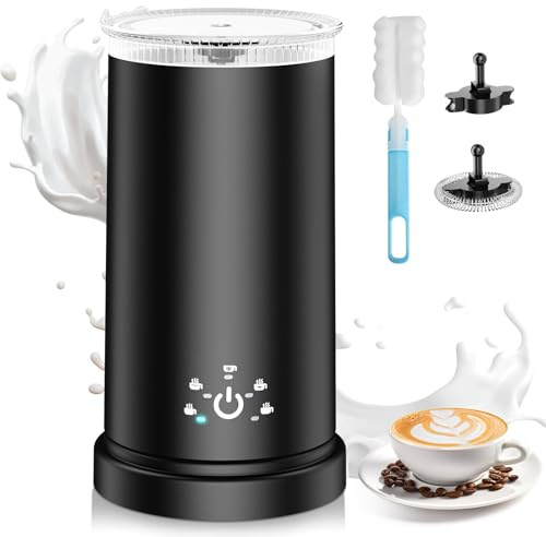 NWOUIIAY Montalatte Elettrico 5 in 1，Cappuccinatore Automatico 350ML Schiuma Calda e Fredda, Funzionamento Silenzioso da 600W, Rivestimento Antiaderente per Cappuccino, Latte, Macchiato e Cioccolata