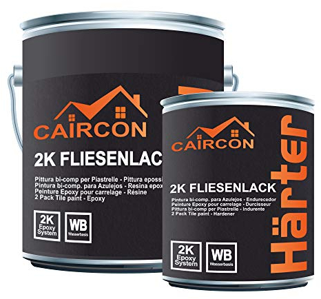 2K Fliesenlack Bodenfliesen Fliesenfarbe Wand Küche Bad Schwarz - 2,5Kg