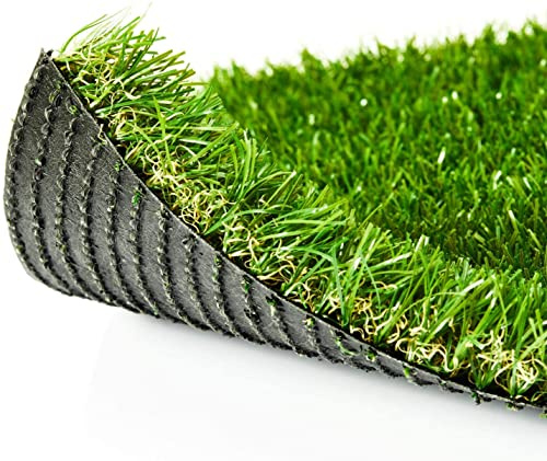 Premium Artificial Grass 3' x 8' Outdoor Rug, 1.38 Realistic Thick Turf for Garden, Yard, Fake Lawn, Dogs Synthetic Grass Mat, Rubber Backed with Drainage Holes, Customized Sizes