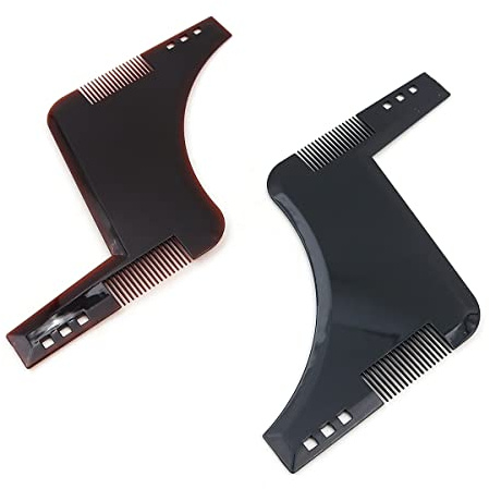 Hsthe Sea 2 Stk. Bartschablone und Bartpflege Set für Männer, Bartformen für Kinnbart, Koteletten, Hals, Bartkamm, Stylingtool, symmetrische Bartschablonen und Kontur der Bartlinie