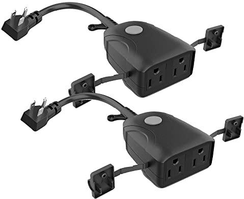 Feit Electric Smart Dual Outdoor Plug, WiFi Waterproof Plug, Grounded Sockets, Compatible with Alexa and Google Assistant, App Controlled, 15Amp Indoor/Outdoor 2 Outlet WiFi/WP (2 Pack)