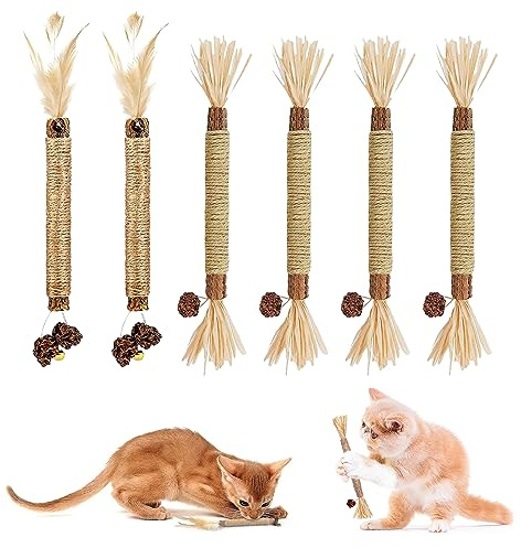 KARELLS Bâtonnets Herbe à Chat Matatabi - 6 Pièces à Mâcher Pour Grincer Des Dents