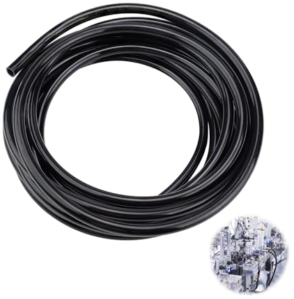 SRJQXH Tubo Flessibile Aria in Poliuretano, Nero 10mm, PU Pneumatico, Forte Resistenza alla Pressione e Tenuta, per Utensili Pneumatici (10 x 6,5 mm - 5 m)