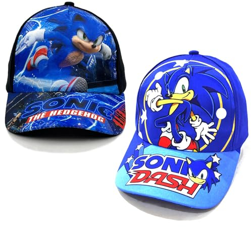 2 Stück Baseball Cap, Sonnenhut, Verstellbar Kinder Snapback Cap, Sommer Baseball Cap, Cartoon Baseballmütze für Kinder Geburtstag Geschenk Schule Sport （Blau und Schwarz）