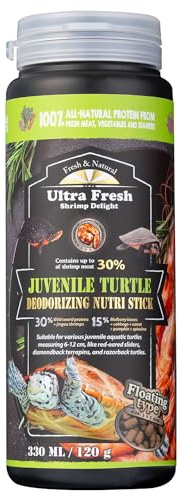 Ultra Fresh Floating Juvenile Turtle Food, All Natural Ingredients, Wild Sword Prawn, w/Deodorizing Probiotics, Juvenile Turtle Deodorizing Nutri Stick 3.35 oz