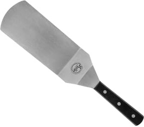 Sallys Servierpalette aus rostfreiem Edelstahl, dreifach genieteter und ergonomisch geformter Griff - Pfannenwender, Spachtel, Winkelpalette, Wender, Spülmaschinengeeignet (Big (36 x 8 cm))