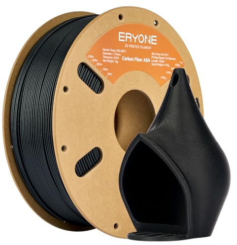 ERYONE Carbon Fiber Filament 1.75mm +/- 0.03mm, 3D Drucker Filament, Fit Most FDM Printer, ASA CF Black, 1kg Spool (2.2LBS)