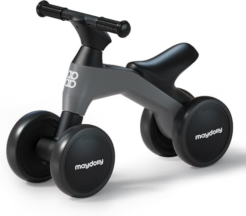 Maydolly Kinder Laufrad ab 1 Jahr, Lauflernrad Spielzeug für 10-36 Monate Baby, Erstes Fahrrad ohne Pedal mit 4 Rädern, Kleinkinder Erste Geburtstag Geschenk, Baby Spielzeug 1 Jahr,schwarz