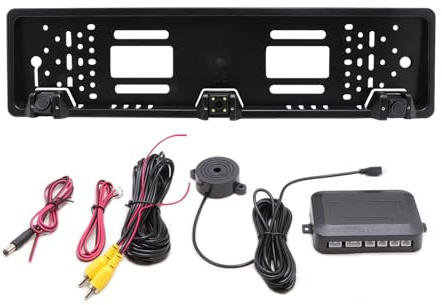 ASVEGE Portatarga Telecamera Retromarcia Europea con Sensore di Parcheggio Radar - Assistenza alla retromarcia e Monitoraggio Angolo Cieco - Adatto per Auto Private/Camion