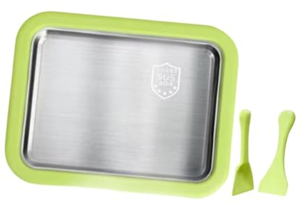 Fenteer Gelatiera Arrotolata Macchina per Gelato Facile Da Pulire Fai Da Te Versatile Gelatiera Istantanea a Piastra Fredda per Sorbetto Fatta in Casa, Verde