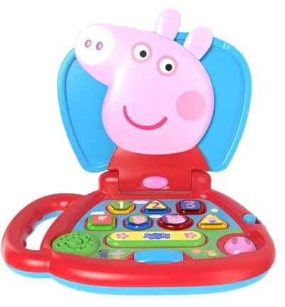 Peppa My First Laptop Interactive Pig Toy for Kids & Toddlers – Educational Role Play Learning Laptop with 14 Sounds, Theme Tune, Character Buttons, Eyebrow Feature & 2 Play Modes – Batteries Included