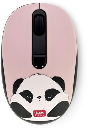 Legami - Trådlös mus med ultrakompakt USB-mottagare, Panda-tema, 3 hastighetsalternativ, ABS-material, trådlös anslutning upp till 10 m