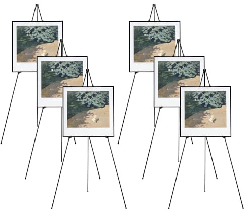 COSTWAY 6 Pz Cavalletto per Dipingere, Cavalletto Pittura in Metallo con Staffe Regolabili, Piedini Antiscivolo e Borsa, Cavalletti da Esposizione Portatile, Portata 10 kg, Per Dipinti Poster