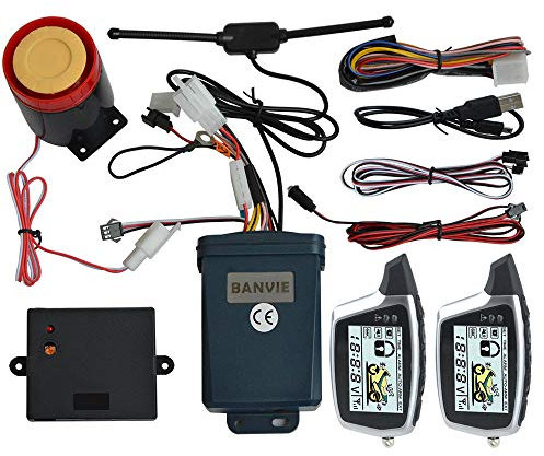 BANVIE Sistema de alarma de seguridad de motocicleta de 2 vías con arranque remoto del motor antisecuestro