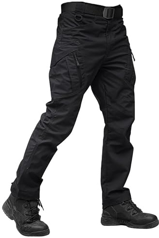 TACVASEN Military Trousers Mens Tactical Outdoor Hiking Pants Walking Work Cargo Trousers Black,34