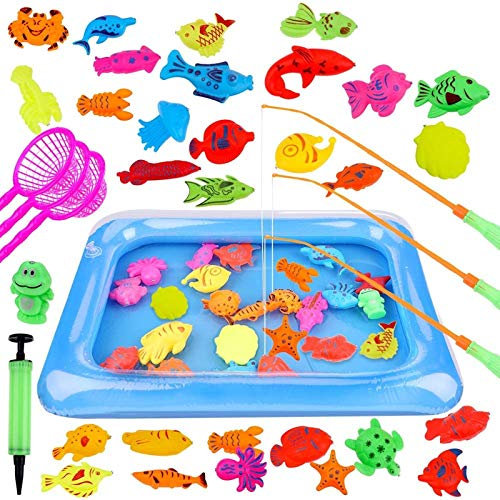 GOLDGE 42PCS Juguete de Pesca para Niño, Juguete de la Flotando Pesca Conjunto para Niños, Juguete de Agua Diversion para Bebe en Baño, Piscinas, Playas, Deportes al Aire Libre | Regalos Niñas Niños