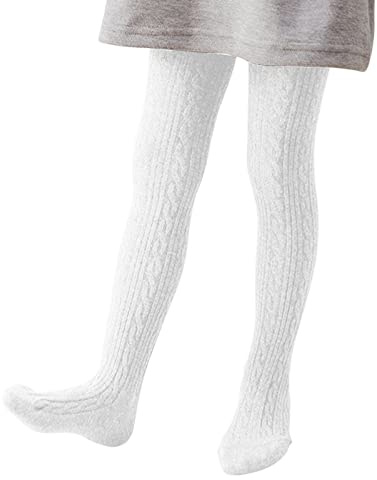 Glücksvogel Kinder Strumpfhosen Baumwolle Mädchen Jungen Strickstrumpfhose Winter Gefütterte Pantyhose Warme Leggings Tights Socken Krabbelstrumpfhose Stoppersocken mit Zopfmuster für Kinder Winter
