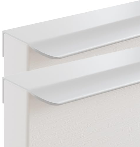 Verdeckter Griffe Aluminiumlegierung Unsichtbare Griffe Möbelgriffe Fingerkantenzuggriff Schrankgriffe Schubladengriff Kabinett Griffe Weiß 2 Stück (Overall length 1200mm)