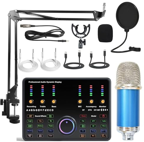 Condensatore di registrazione del computer Microfono Microfono Scheda audio trasmissione in diretta Scheda audio per telefono cellulare Set completo dedicato dal vivo,H