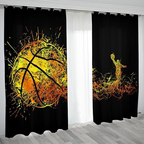Rptidmv Vorhänge mit Ösen Fußball Vorhang Blickdicht Verdunklungsvorhänge Thermovorhang Schallschutz - Wohnzimmer Schlafzimmer Büro Deko Garten 2er Set -140 x 245 cm (B x H)