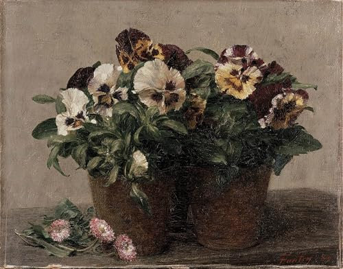 IPLUPJDY Bilder Moderne Kunst Gemälde WandgemäLde Stillleben Stiefmütterchen und Gänseblümchen von Henri Fantin Latour Leinwand Malerei Poster für Wanddekoration 60x90cm