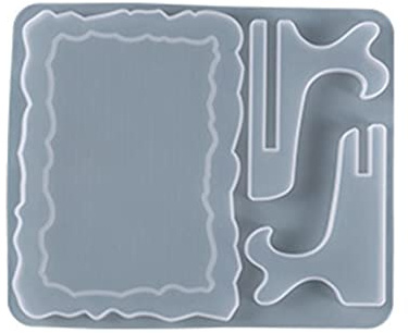 Rdxanc Moule en résine époxy pour cadre photo avec support de présentation - Moule rectangulaire ovale irrégulier en silicone pour cadre photo