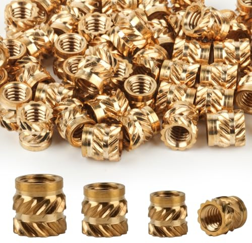 150 Stück Gewindeeinsatz Set, Gewindeeinsätze 3D Druck Zubehör, M2 M3 M4 Einschmelzgewinde Satz, Messing Einpressmuttern, gerändeltes Einschmelzmuttern, Heat Inserts für Kunststoff DIY Projekte