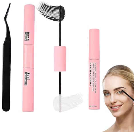 Bettinay Cluster Eyelash Glue,lash Remover and Tweezers, 3 Pcs Bond Seal Lash Glue Sets for DIY, Eyelash Extensions