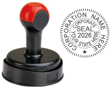 Corporate Seal Stamp, Traditional Hand Model, Circular Impression, 1-5/8