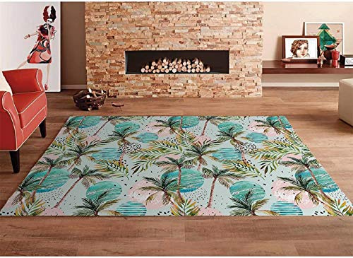 Oedim Alfombra Estampado Damasco Palmeras Multicolor PVC | 95 cm x 95 cm | Moqueta PVC | Suelo vinilico | Decoración del Hogar