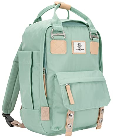 SEVENTEEN LONDON – Unisex ‘Camden’ Rucksack in pastellgrün mit einem modernen und verschieden tragbaren Design – perfekt für 13-Zoll-Laptops