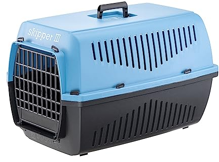 Ferplast Katzentransportbox SKIPPER 3, Hundetransportbox, Haustiertransportbox für kleine Hunde und Katzen bis 10 kg, Hundetransportbox, Katzentransportbox, 62x41xH38 cm, aus Kunststoff mit Klappgriff