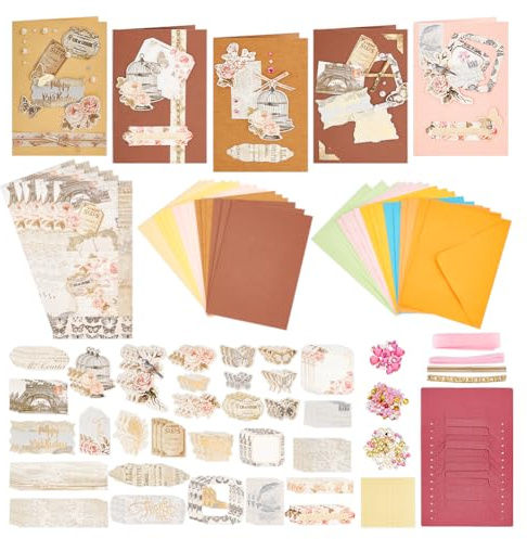 AHANDMAKER Handgefertigte DIY-Grußkarten-Sets, 15 leere Karte, 15 bunte Umschläge, DIY-Grußkarten-Bastelset, Machen Sie Ihre Eigenen Karten Zum Lehrertag, Erntedankfest, Weihnachten, Geburtstag